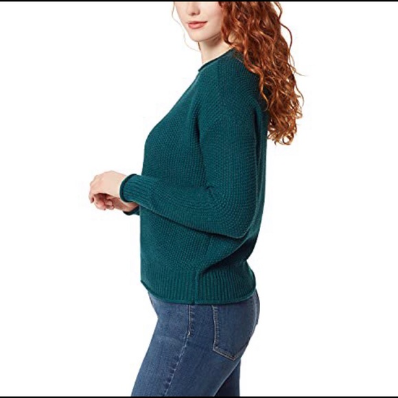 NWT Jessica Simspon Ladies' Woven Knit Roll Neck Sweater Small Teal - Picture 2 of 12